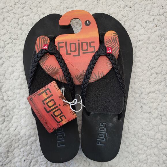 Brand NEW FLOJOS Women's Harper Flip-Flop, Black Sandals Womens size 8 - Picture 2 of 4